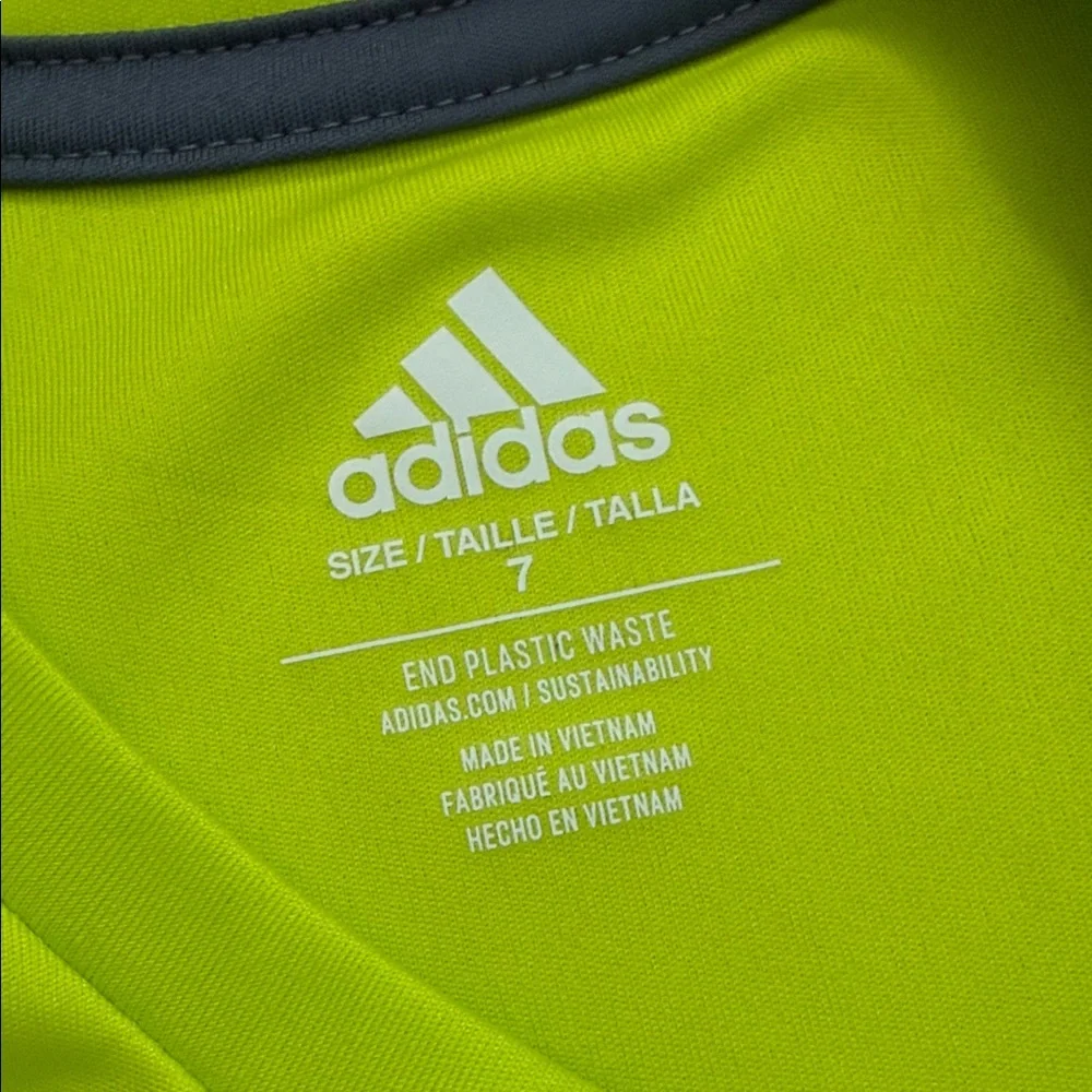 adidas Neon Yellow & Black Kids Short Set - Picture 3 of 6